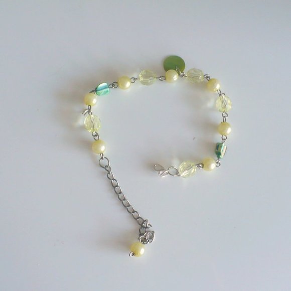 ❤️Retro Reconstructed Bracelet Green-Cream 8" - Picture 5 of 5